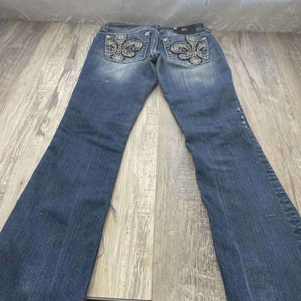 Miss Me Jeans Rhinestone Boot Cut Jp6126b Raw Hem** Size 27** Short**29" inseam - Picture 15 of 16